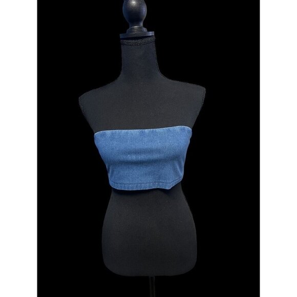 SUSANA MONACO Denim mico tube Strapless Bandeau Top COUNTRY CONCERT SUMMER - Picture 4 of 7
